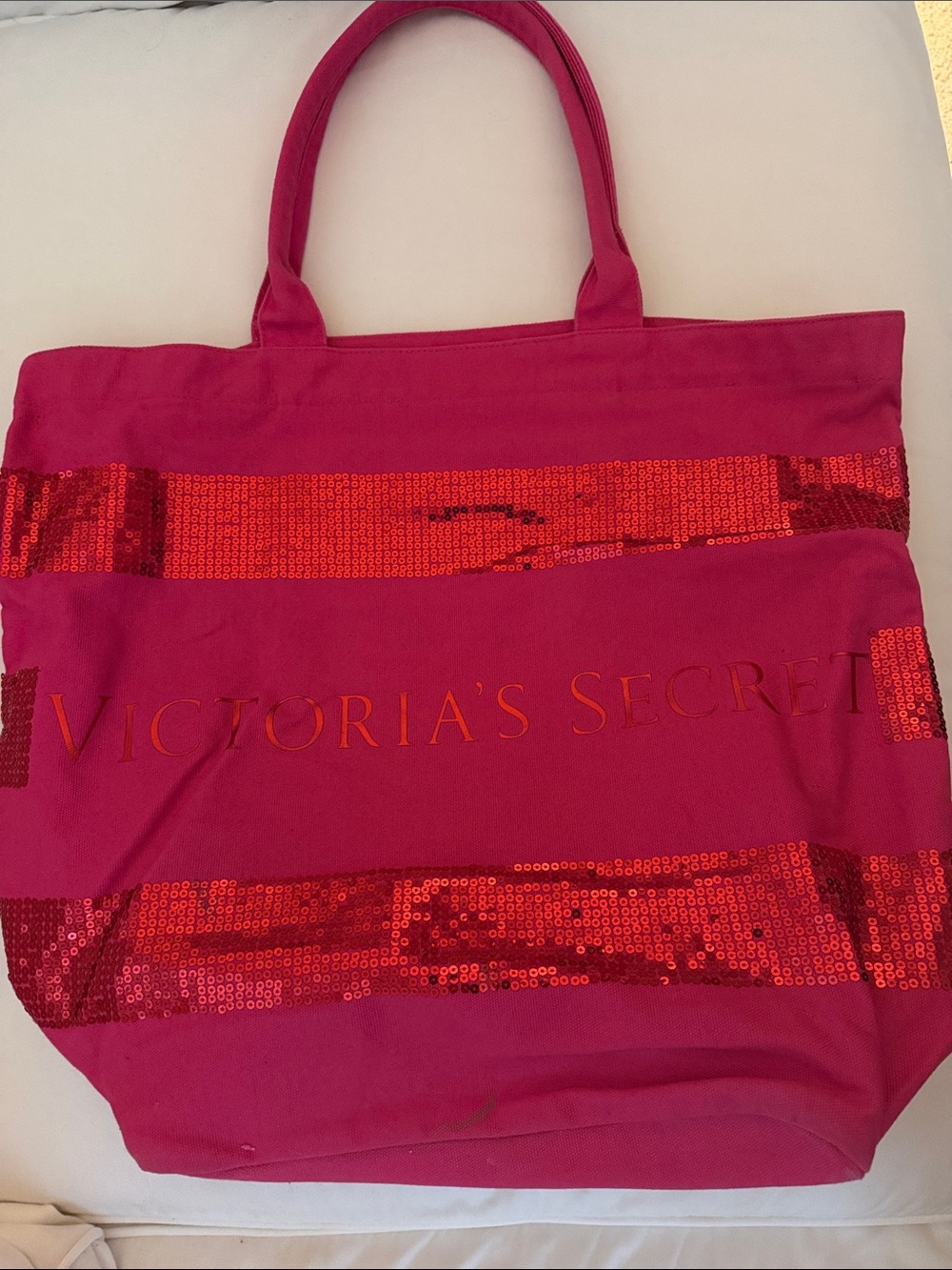 Victoria's Secret Pink Tote with Red Sequin Stripes - Picture 2 of 7